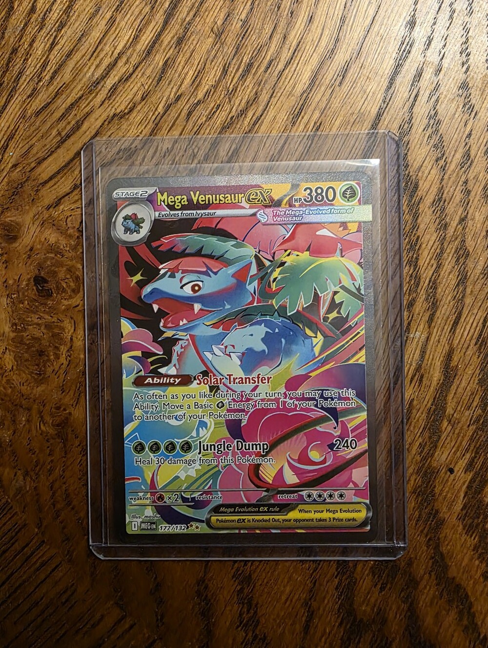 Pokemon Mega Venusaur EX Card - Pink & Green Holo